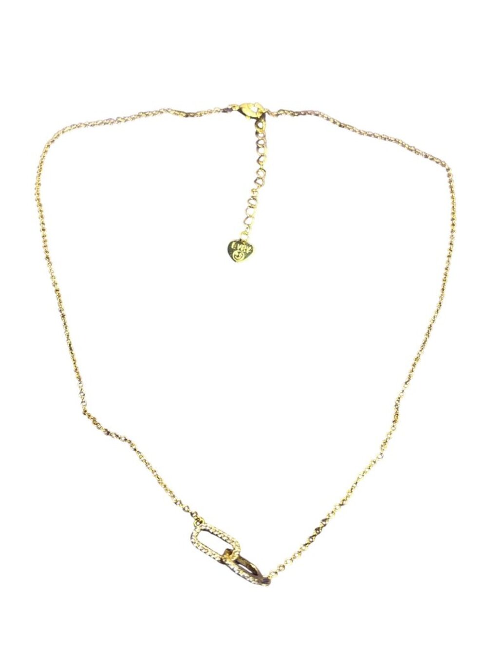 EVRY Dainty Goldtone Necklace Rhinestone Interlocked Links 16 - 18 Inches